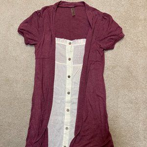 Button down top w/ built-in short sleeve, light cardigan